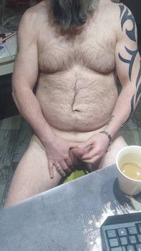 Drinking Morning Coffe and Jerk My Cock