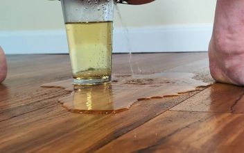 MILF Takes Hot Piss in Glass and on Floor