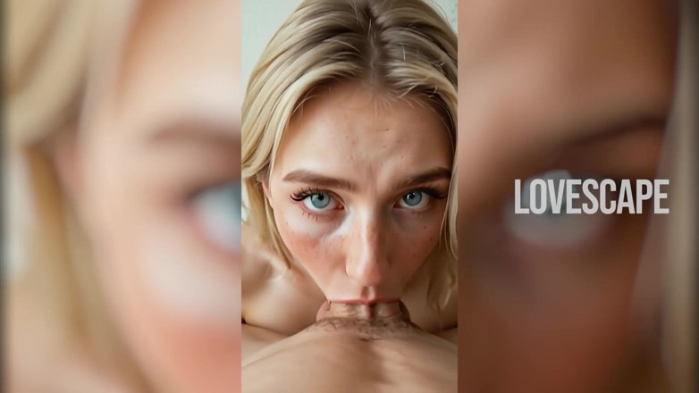 Lovescape: Reine blonde de la gorge profonde : éjac énorme sur le visage (ai Gen)