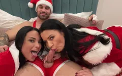 2 Fransız orta yaşlı seksi kadınla mutlu Noeller
