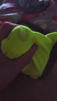 Using My Step Sis Bra to Help Me Cum in Her Green Nike Pro Sports Bra