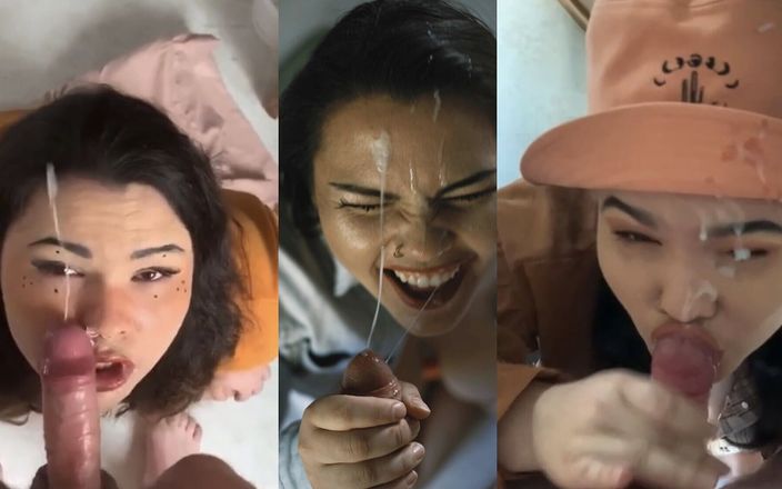 MyPrejacBoyfriend: Камшот на лицо, подборка! Много минетов с окончанием