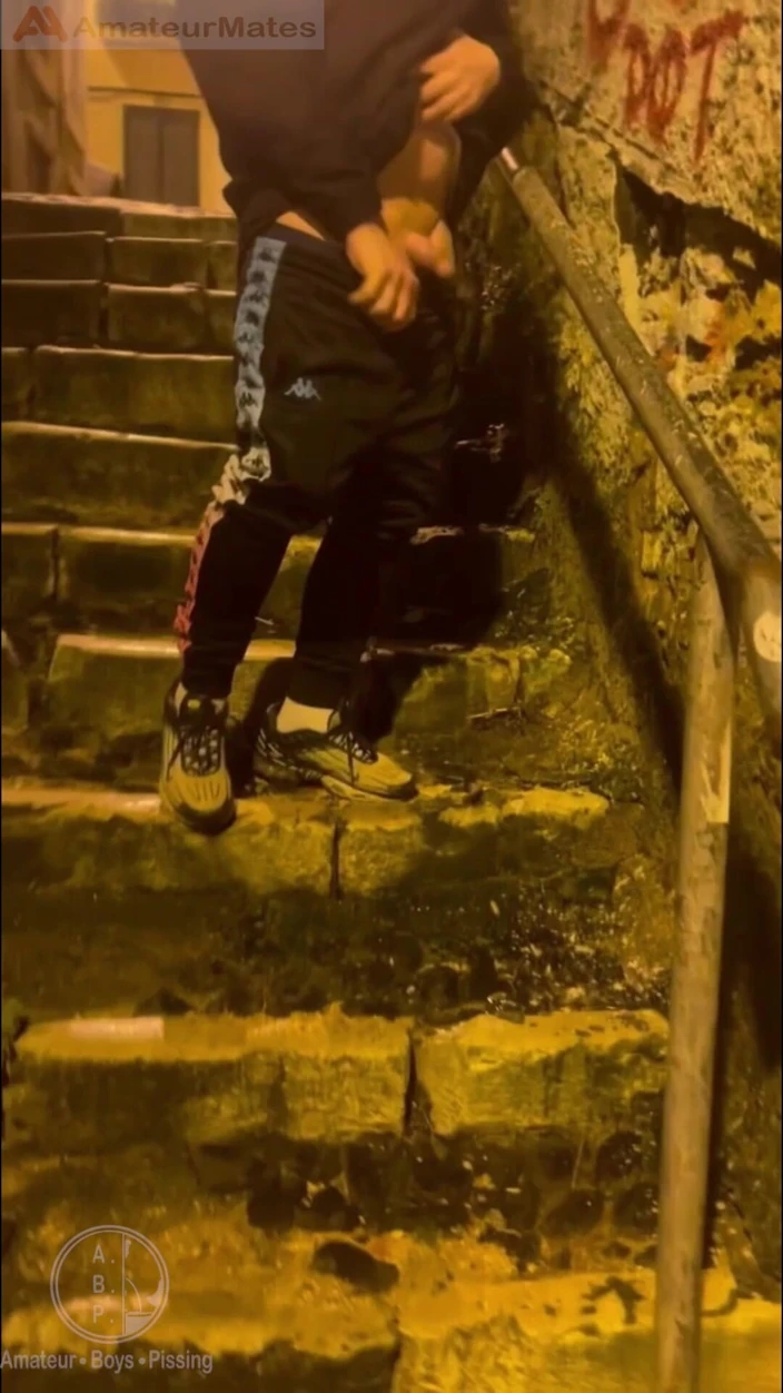 AmateurBoysPissing: 业余男孩发现他的朋友在街上撒尿并抚摸他的鸡巴