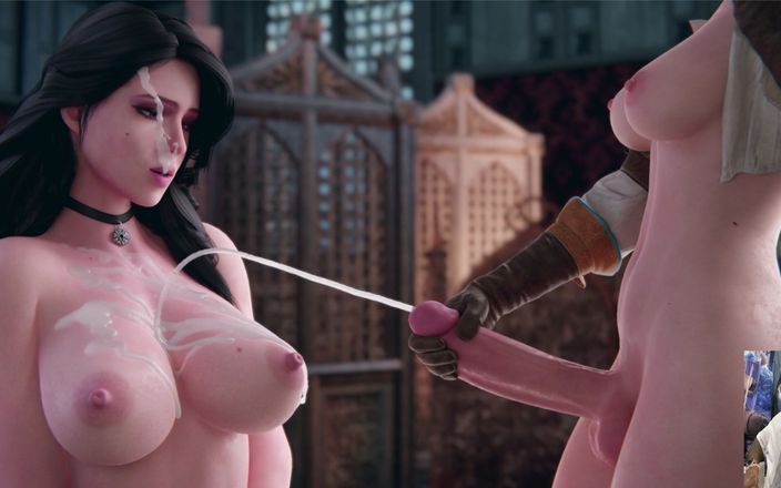 L6RD7BLU3 FUTA: Yennefer vú to được phun khắp người với futa cum