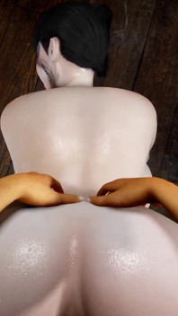 그녀의 거대한 젖탱이와 거대한 엉덩이를 알몸으로 벗은 3D 비 아시아 밀프