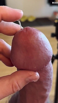 Playling with My Dripping Precum (slomo, No Cumshot)