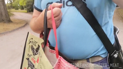 Monster_Meat_: Outdoors shopping with my bulging meat