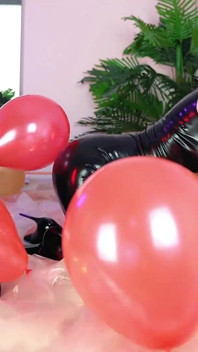 Looney Fetish, Air Balloons Lesbian Fun in Latex Rubber Costumes