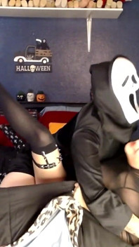 Faccia da fantasma halloween strapon lesbica