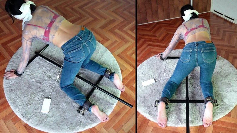 ushirosugatanomiki: A Woman Is Restrained on All Fours and Left at...