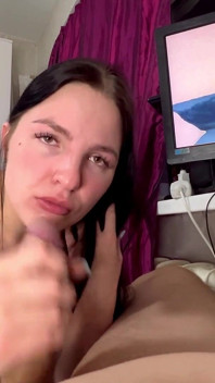 Sloppy Blowjob From a Submissive Wife and Finishing in Her Mouth