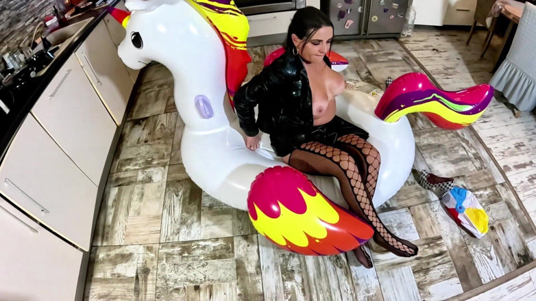 MilfyCalla: Dominant Biker Leather MILF Inflatable Office Fantasy. Beach Balls, Oral,...