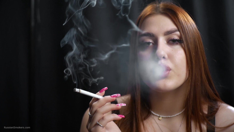 Russian Smokers: Seductive Russian Redhead Smoking in Corset