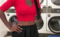 Ebony girl picked up in launderette for intense sex