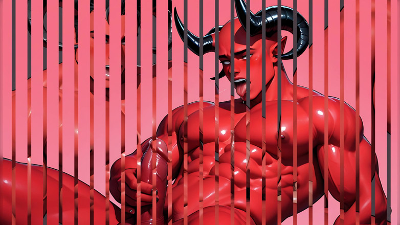 LustMen: Dämonischer Incubus in sinnlichem vergnügen verloren. Red Skin und Ahegao...