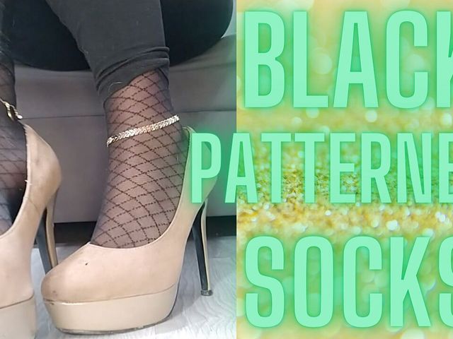 Black Patterned Socks (Monica Nylon)