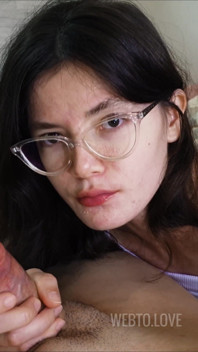 Girl Loves to Play with the Cock, Sucking It Passionately Until She Fills Her Mouth with Hot Cum