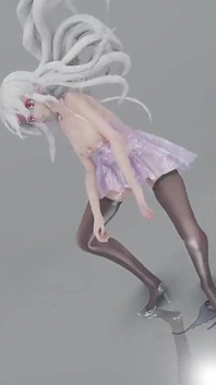 MMD, filles aux yeux bruns ; Robe transparente ; Talons transparents ; Bas noirs