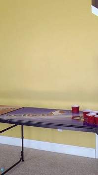 Ein gewagter Strip Air Pong Move lässt den Schuss eines Gegners wild werden