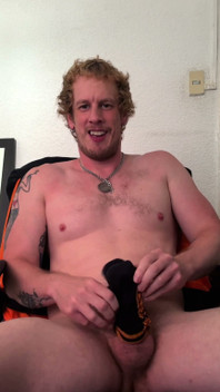 Christian Hunter Pit Sniffs, Nipple and Feet Plays, and Jerks His Thick Cut Cock with His Sweaty Socks