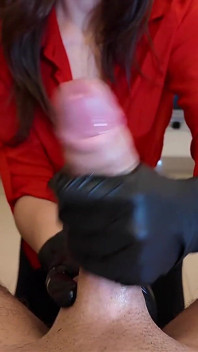 Stepmother Punishes Her Stepson and Makes Him Cum Hard Using Gloves