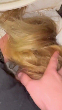 Toilet pee fun sloppy teen blowjob