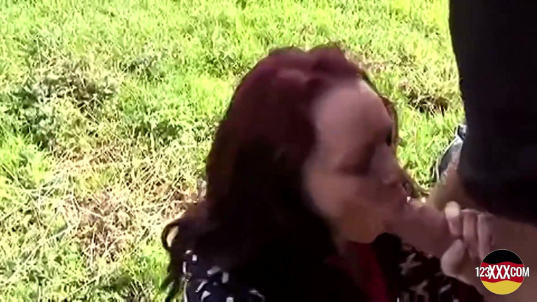 Mature Climax - 100% Mature Videos: Redhead European Cutie Sucking and Fucking Outdoors