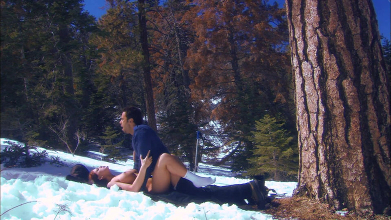 Tight little babes: Busty brunette girlfriend gets fucked on the snow field