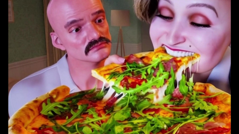 Denis animation: Baculaté holky s velkými prsy milují pizzu