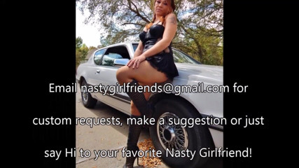 Nasty Girlfriends: Rebel revs vintage Merc Cougar in sexy knee boots