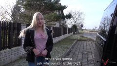 Take Van: Stupid young blonde cheated by fake taxi driver and spread...