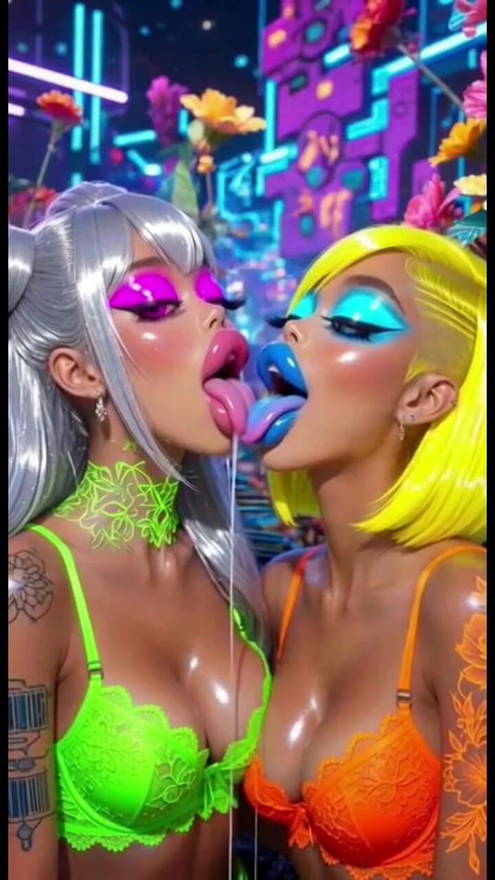 Hot girl dancing: Lustige lesben, zunge und kuss-fetisch, Ai Animation