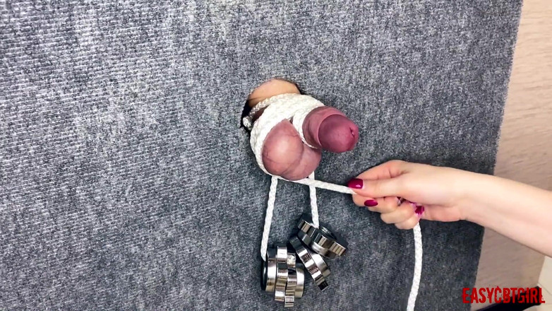 AnnyCandyPainboy: Mistress Tightly Tied the Slave's Cock and Balls by Hanging...