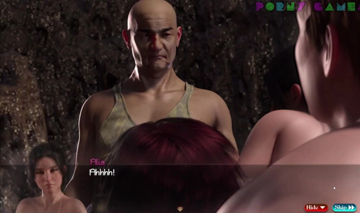 Porny Games: Treasure of nadia - seks threesome di sebuah gua (2/4)
