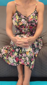 Floral Dress & Black Sandals & Glasses Try on