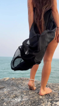 Hottie in Black Long Dress Will Make You Happy