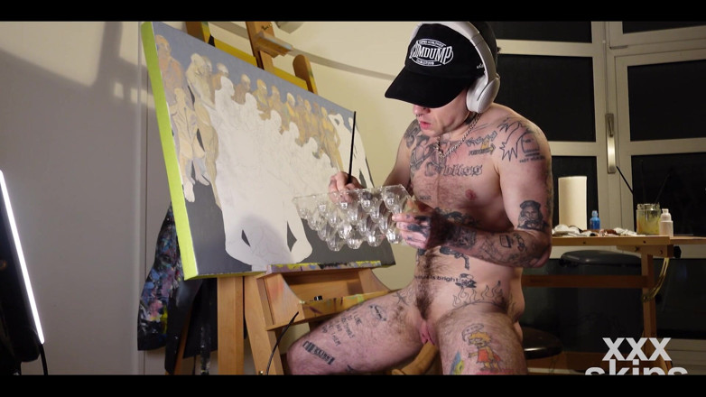 Xxx skips: Horny Ftm Artist XXX Skips Works on a Painting While...