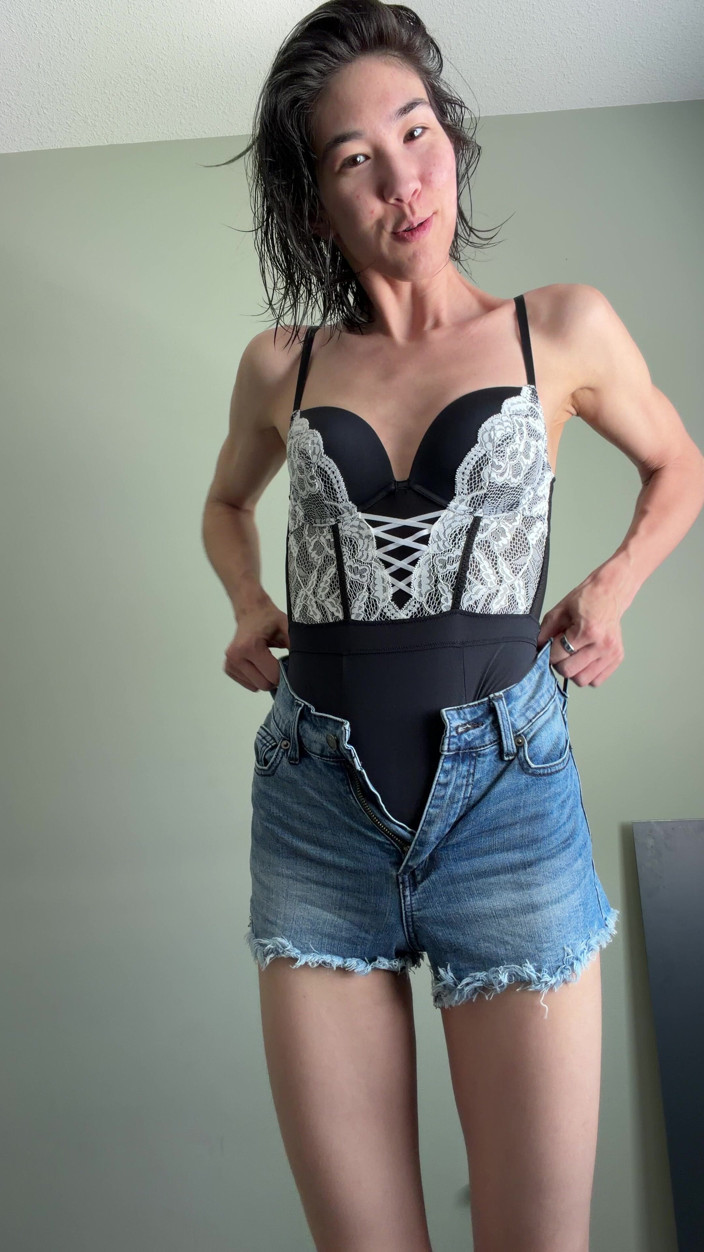 Ms_Emmy_Lynn: Sexy Outfit of the Day Lingerie Bodysuit &amp; Jean Shorts