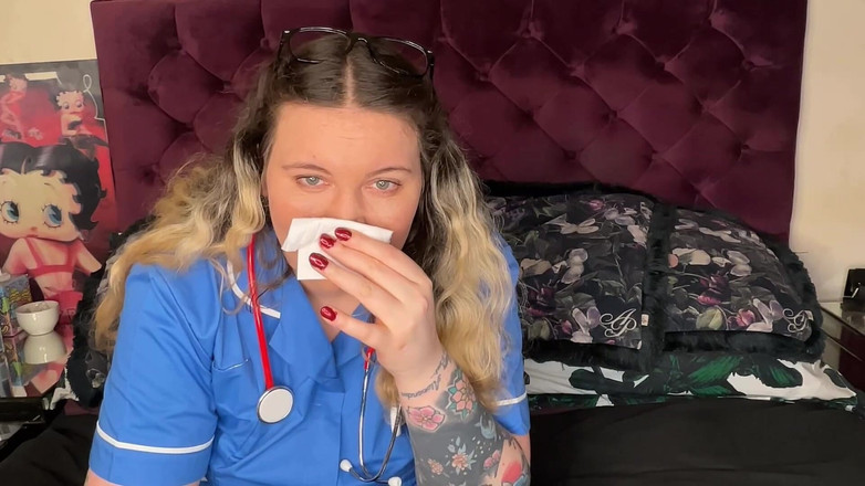 MissFFW: Nurse Ffw Blowing Her Nose and Finally Getting a Sneeze