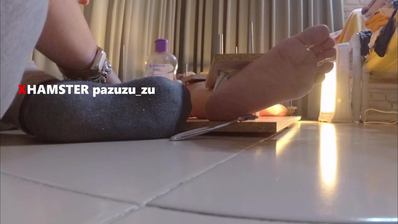 Pazuzu_zu: Feet tickling + CFNM femdom cbt handjob. Ruined orgasm + post orgasm...