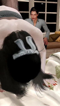 3D grote borsten Japanse bruid gaat vreemd met grote zwarte lul