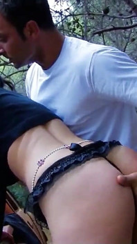 Horny teen Lisa fucked in the ass by forester in the forest