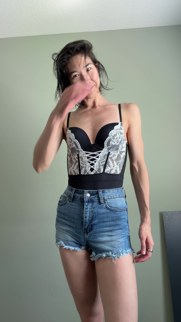 Ms_Emmy_Lynn: Sexy Outfit of the Day Lingerie Bodysuit &amp; Jean Shorts