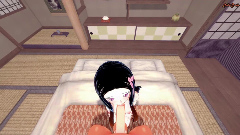 Hentai Smash: POV fucking Nezuko Kamado on the floor and cumming in...