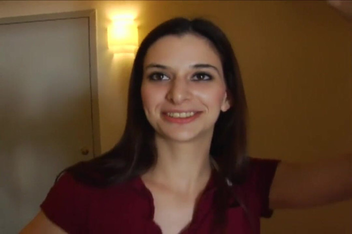 Young Sinner: She looks at you while suck a big hard cock!