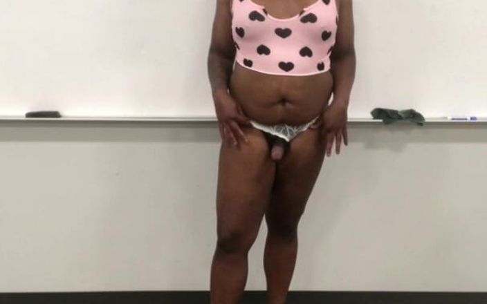 Black Flowers: Chubby Black Crossdresser Shaking Ass in College