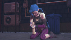 Waifu club 3D: Jinx miluje masturbovat velké ptáky