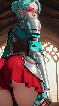 Silver Armor Hugging Soft Skin, Lazily Panting Under the Stone Arches
