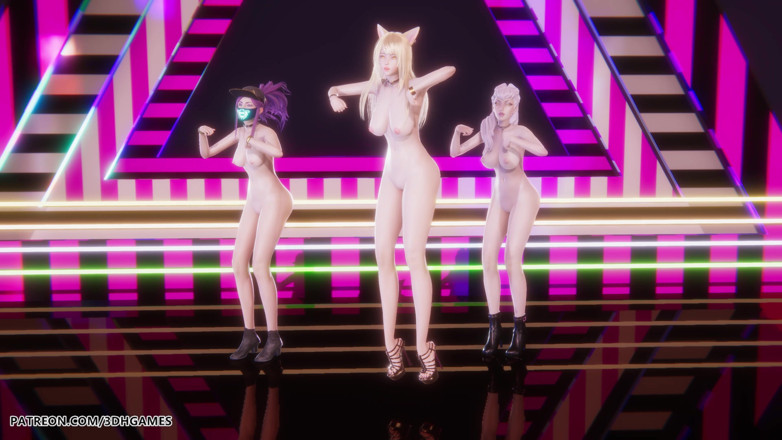 3D-Hentai Games: Babymonster - Forever - Ahri, Akali, Evelynn의 섹시한 벌거벗은 댄스 리그 전설 헨타이 무수정