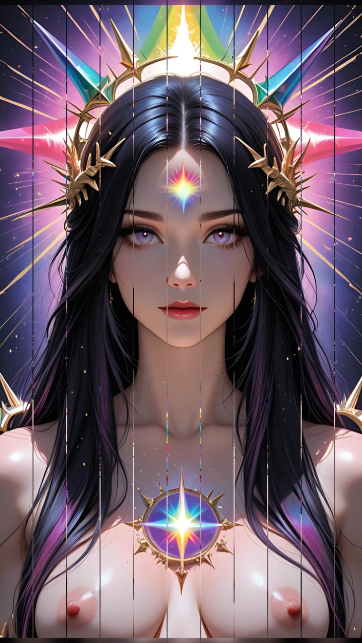 VelvetInk Studio: Stín Oracle s Rainbow Prism Spikes Cosmic Fantasy Krása Ai...
